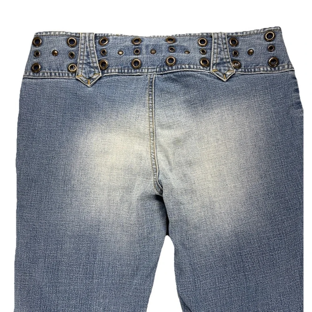 Vintage Y2K Mudd Lace Up Jean Studded Grommet Low Rise Flare 11 Grunge Retro Emo - Picture 6 of 11